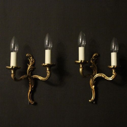 French Pair of Gilded Antique Wall Lights
