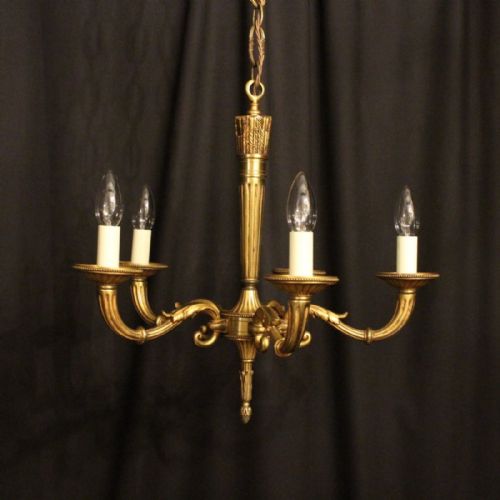 French Gilded 5 Light Antique Chandelier