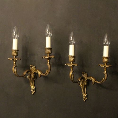 French Pair of Bronze Antique Wall Lights