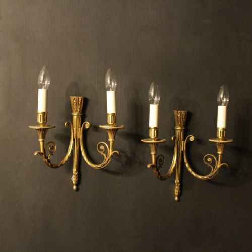 French Pair of Twin Arm Antique Wall Lights