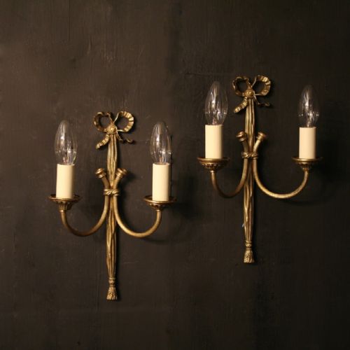 French Pair of Ribbon Antique Wall Lights