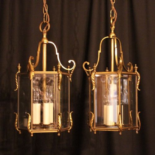 French Pair of Gilded Antique Hall Lanterns