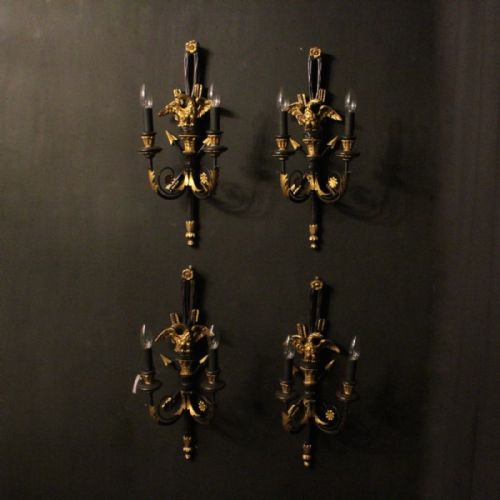 Italian Set of 4 Gilded Eagle Twin Arm Wall Lights