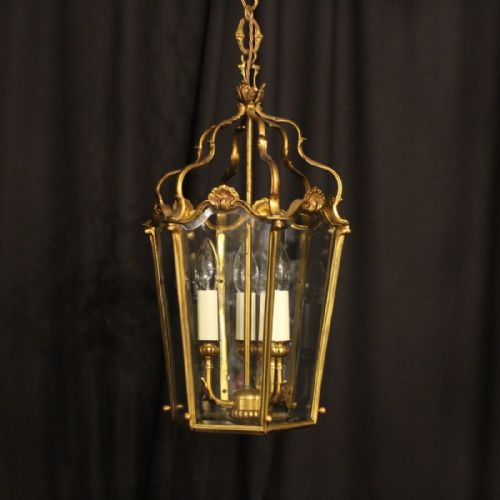 French Bronze Three Light Antique Lantern
