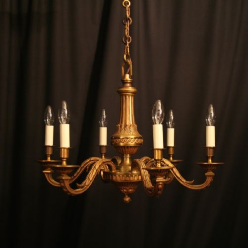 French Gilded Bronze 6 Light Antique Chandelier