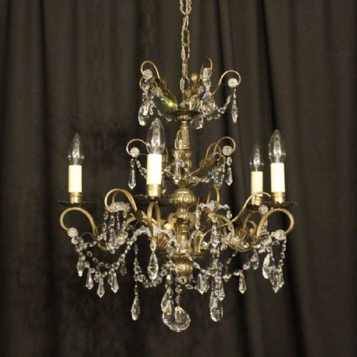 Italian Silver & Swarovski 5 Light Chandelier