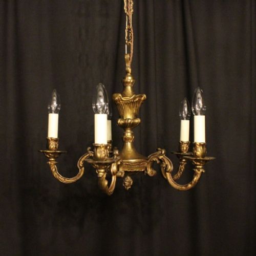 French Bronze 5 Light Antique Chandelier