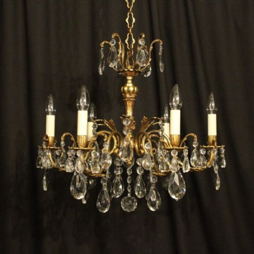 French Gilded 6 Light Antique Chandelier