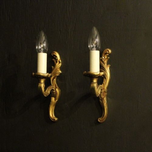 French Pair of Gilded Single Arm Wall Lights