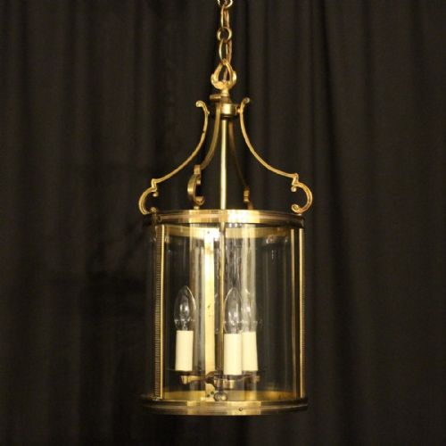 French Triple Light Convex Gilded Antique Lantern