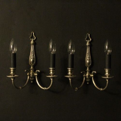 French Pair of Silver Gilded Antique Wall Lights