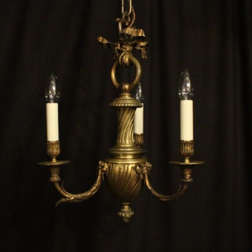 French Bronze Triple Light Antique Chandelier