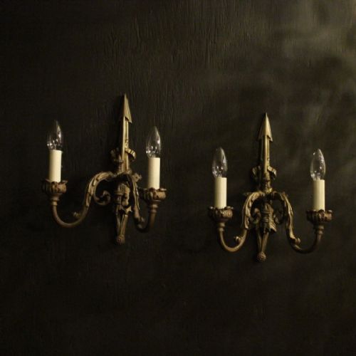 French Pair of Bronze Antique Wall Lights