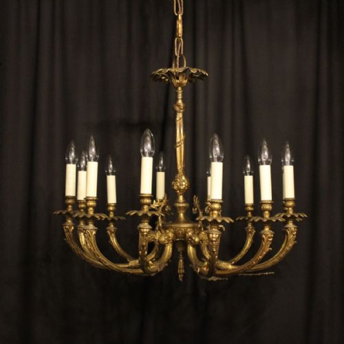 French Gilded 12 Light Chandelier