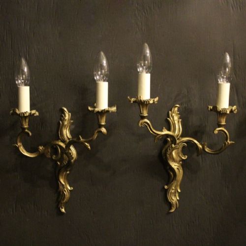 French Pair of Gilded Antique Wall Lights
