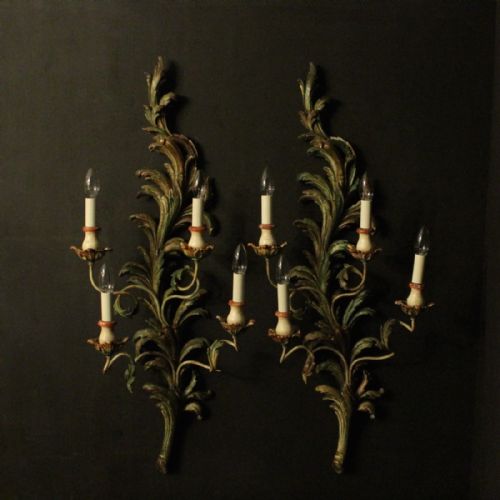 Italian Pair of Polychrome Wall Lights
