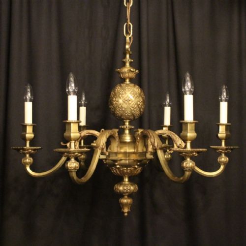 French Gilded Bronze 6 Light Antique Chandelier