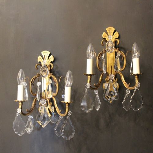French Pair of Gilded Antique Wall Lights