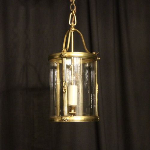 French Gilded Twin Light Convex Antique Hall Lantern
