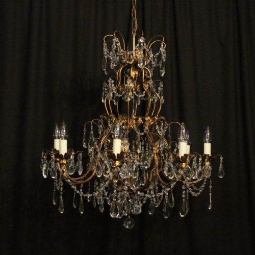 Italian Florentine 8 Light Cage Chandelier