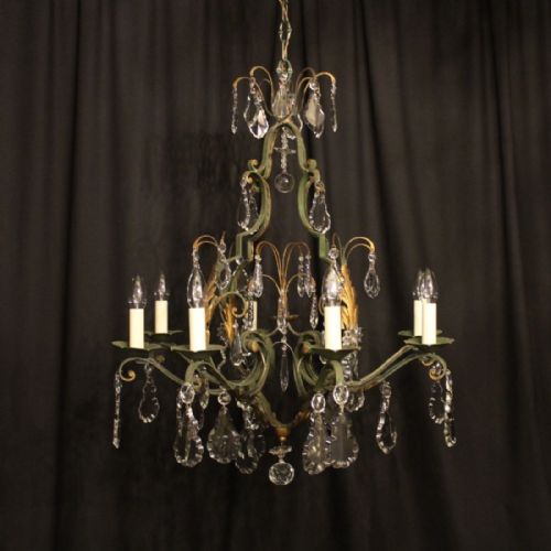 French Toleware 8 Light Antique Chandelier