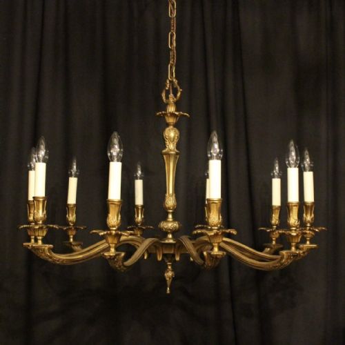 French Gilded Brass 10 Light Chandelier