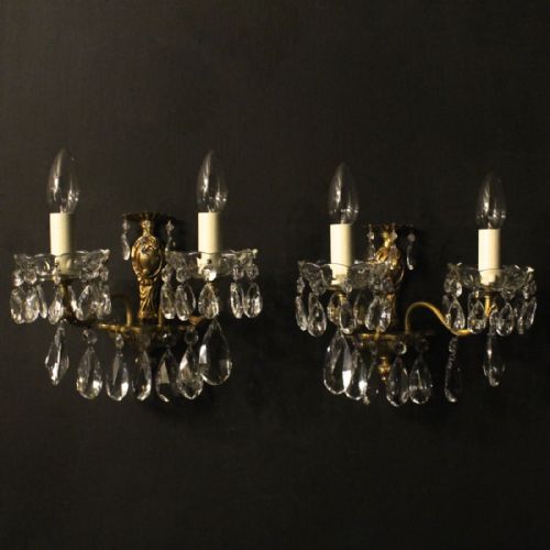 French Pair of Gilded Twin Arm Wall Lights