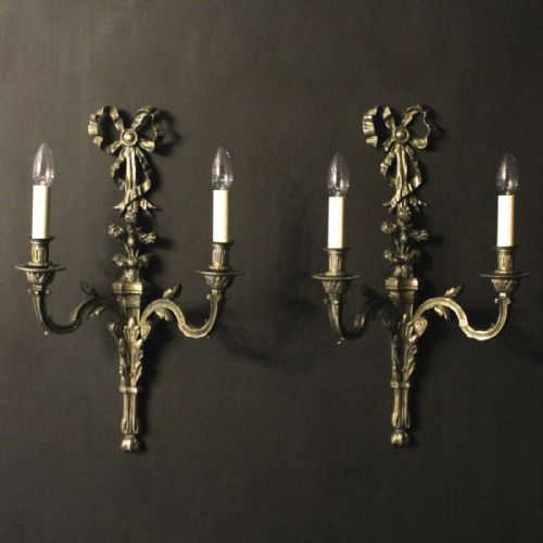 French Pair of Bronze Antique Wall Sconces