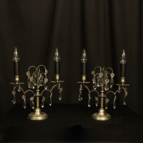 French Pair of Silvered Twin Light Candelabra