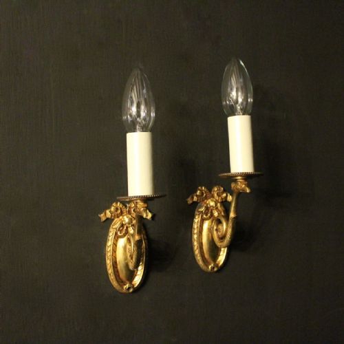 French Pair of Bronze Single Arm Wall Lights