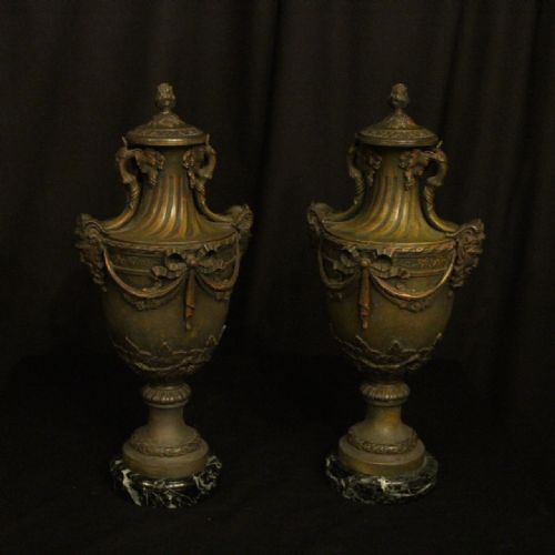 French Decorative Bacchic Headed Urns