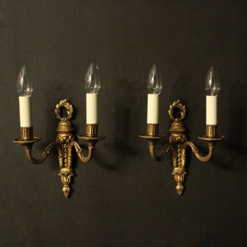 French Pair of Bronze Twin Arm Wall Lights