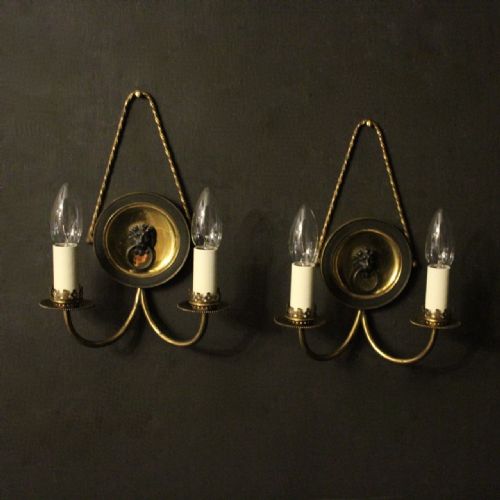 English Pair of Lion Mask Antique Wall Lights