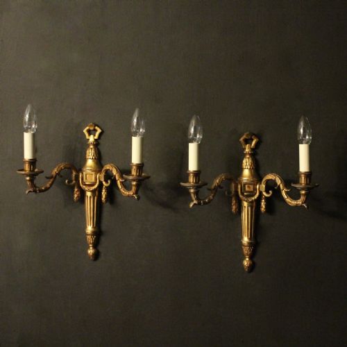 French Pair of Bronze Antique Wall Lights