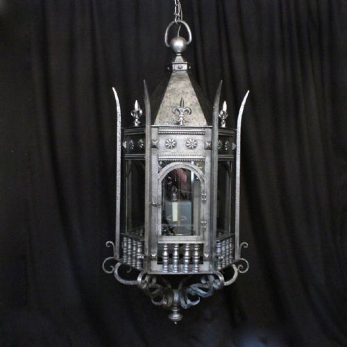 English Triple Light Gothic Antique Lantern