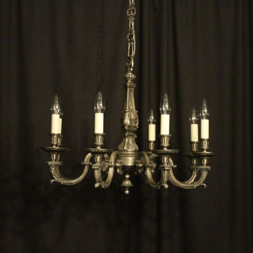French Pewter Gilded 8 Light Chandelier