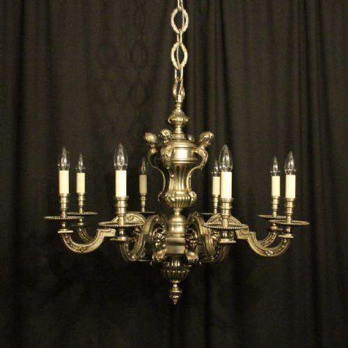 French Silver Gilded 8 Light Antique Chandelier
