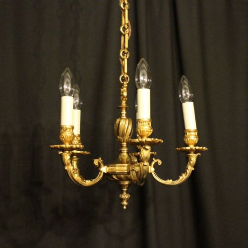 French Gilded Bronze 5 Light Chandelier