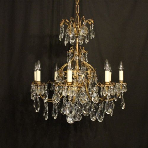 Italian Gilded & Crystal 8 Light Antique Chandelier