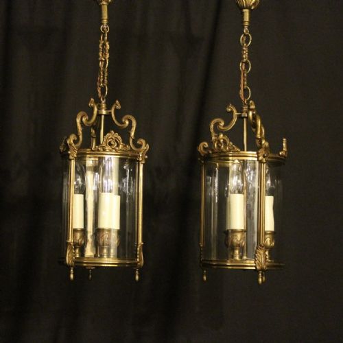 French Pair Gilded Antique Hall Lanterns