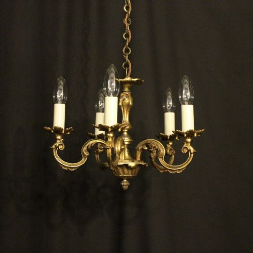 French Gilded 5 Light Antique Chandelier
