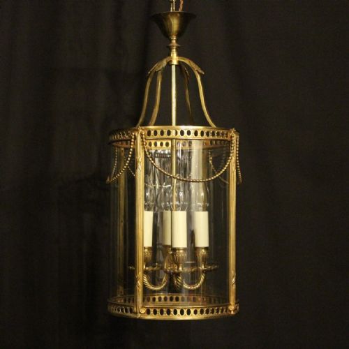 French Gilded Bronze Antique Hall Lantern