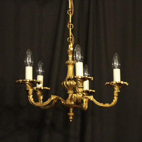 French Gilded Bronze 5 Light Chandelier
