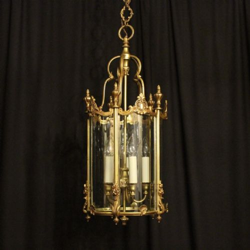 French Gilded Bronze Five Light Convex Antique Lantern