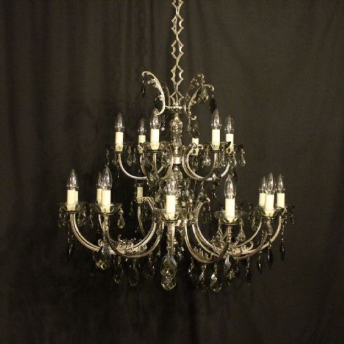 Italian Silver Gilded 18 Light Double Tiered Chandelier