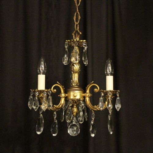 French Bronze Triple Light Antique Chandelier