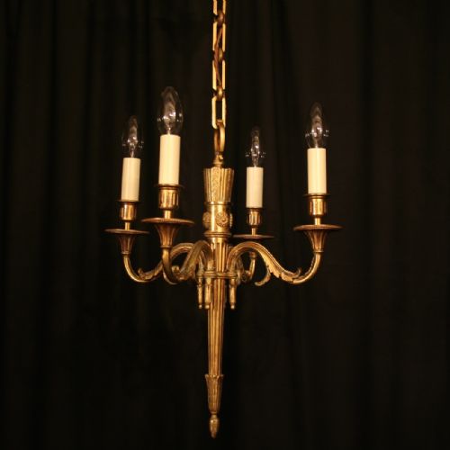 French Gilded 4 Light Antique Chandelier