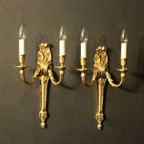 French Pair of Bronze Antique Wall Lights
