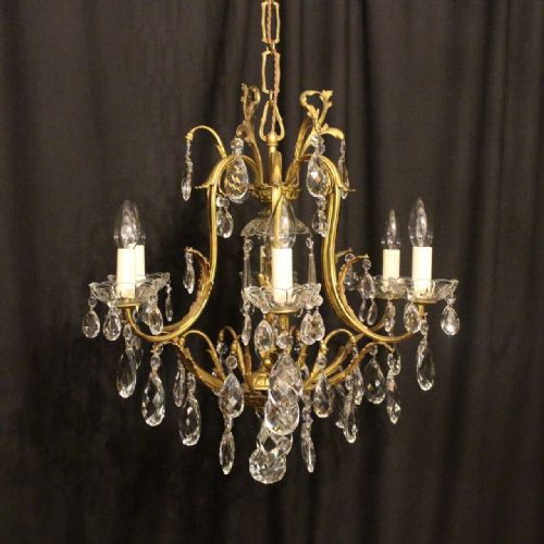 French Gilded 7 Light Antique Cage Chandelier