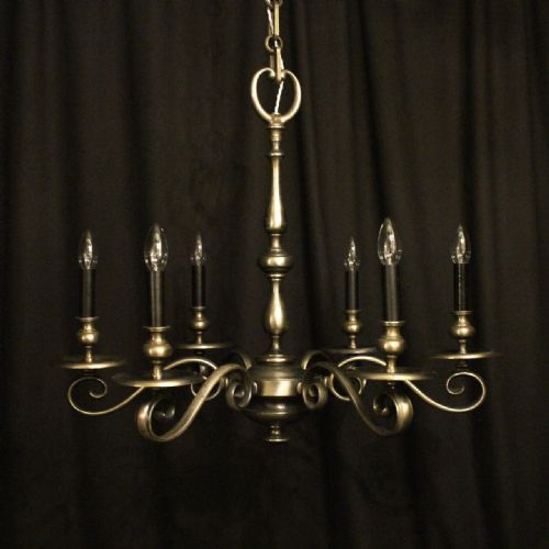 English Silver 6 Light Antique Chandelier